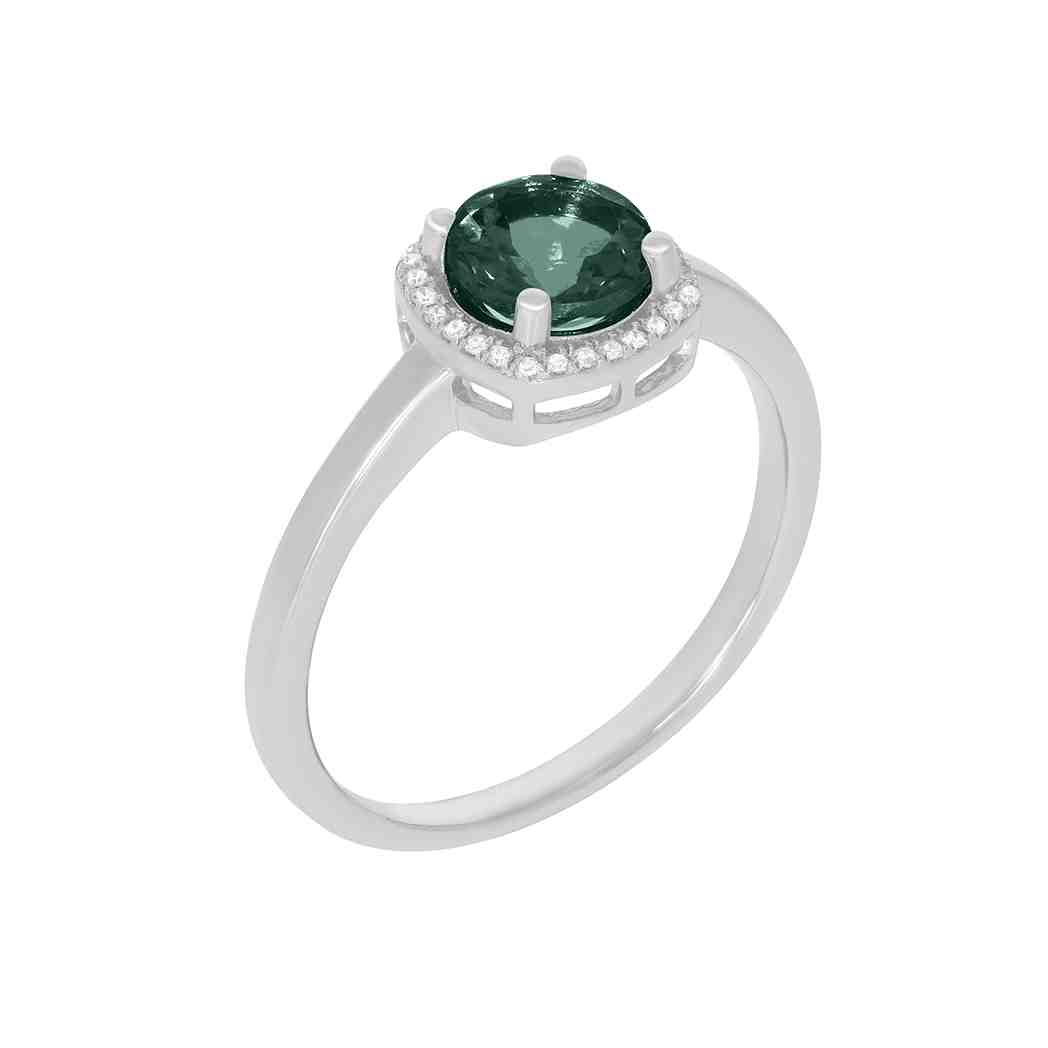 Round Emerald with a Halo Engagement Ring PD31345ALR EMERALD